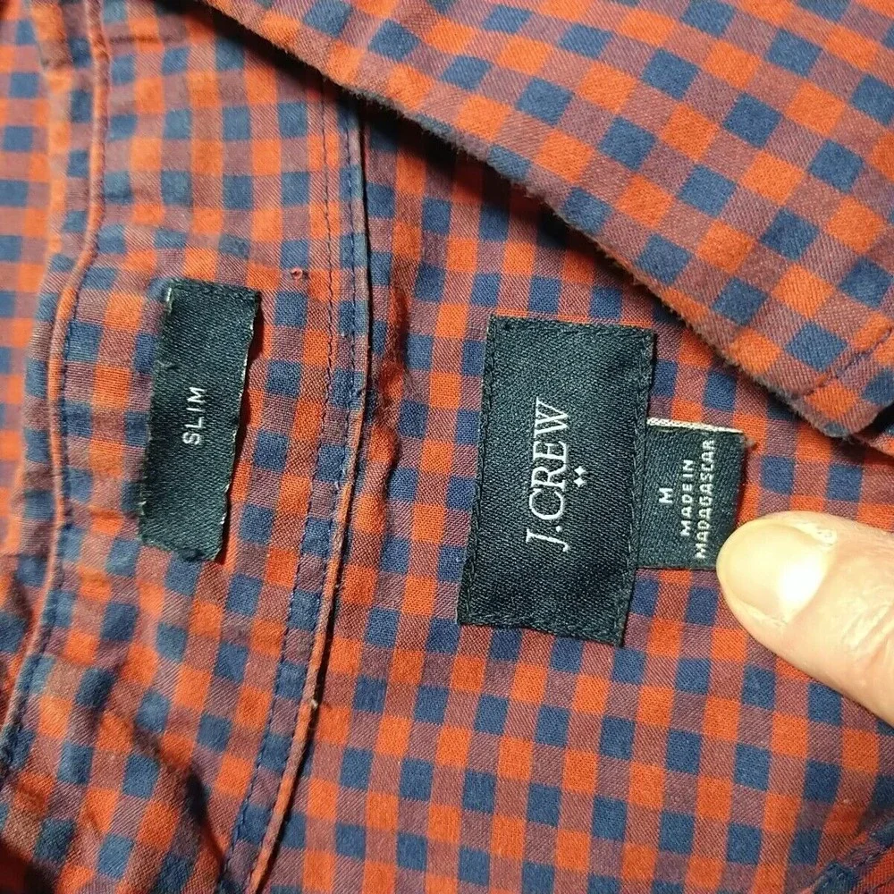 J. Crew Shirt Men M Slim Red Plaid Classic‎ Button Up Long Sleeve Preppy